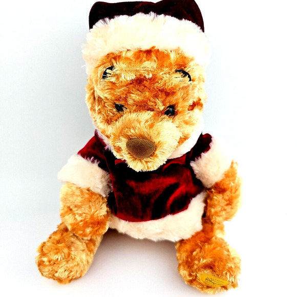 Disney Store Winnie the Pooh Traditions Plush Exclusive CHRISTMAS SANTA 11 inch - Picture 1 of 12